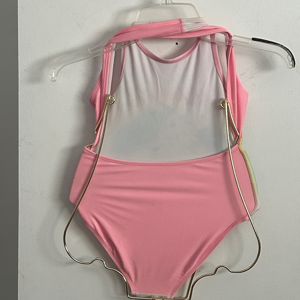 Place Girls Pink Unicorn & Rainbow One-Piece Swimsuit - Picture 3 of 7